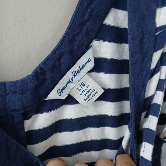 Tommy Bahama Womens‎ Size Large Striped Dress Nautical Coastal Beach Sleeveless - Picture 7 of 16
